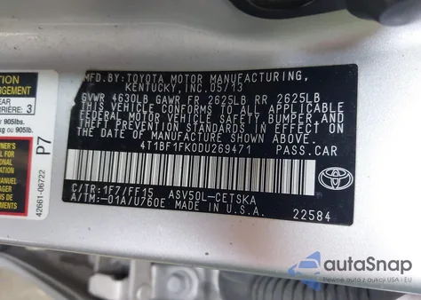 2013 Toyota Camry Se from USA, damaged, VIN 4T1BF1FK0DU269471